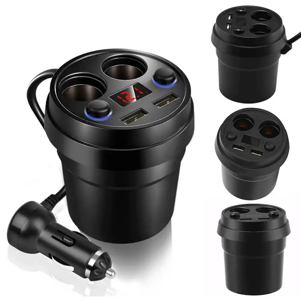 Креативное автомобильное зарядное устройство 2 USB DC/5 V 3.1A чашка питания адаптер прикуриватель разветвитель зарядное устройство для мобильного телефона s светодиодный дисплей