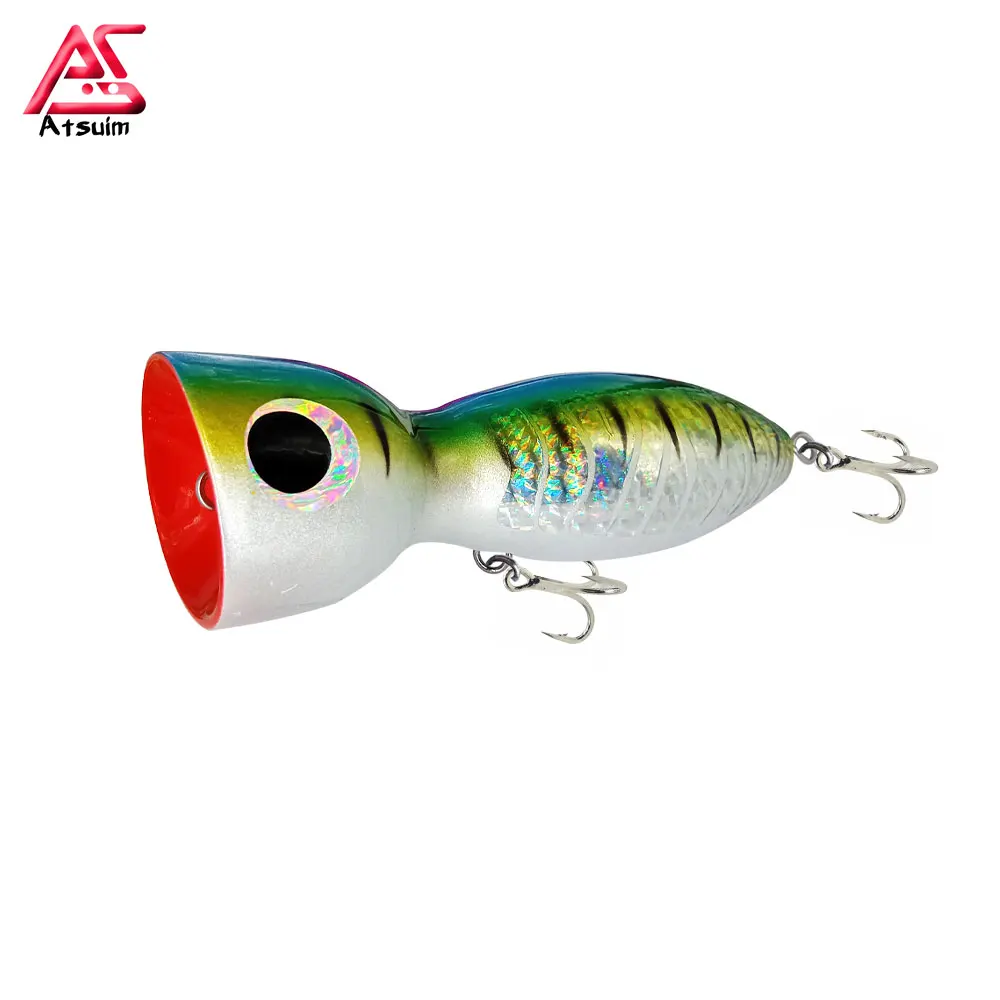 

AS Trolling Cast Bait Glow Popper Tuna Wood Lure Boat Fishing 125g145g BKK Treble Hooks Saltwater Topwater Carp SwimBait Leurre