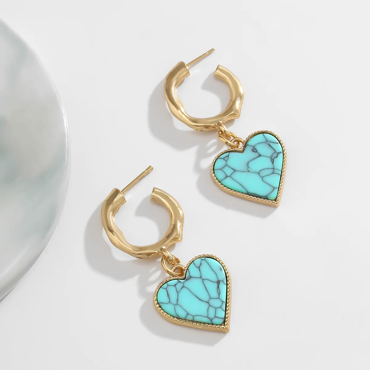 Винтажные любовные сердца женские золотые серьги из сплава синтетический камень для женщин Новинка