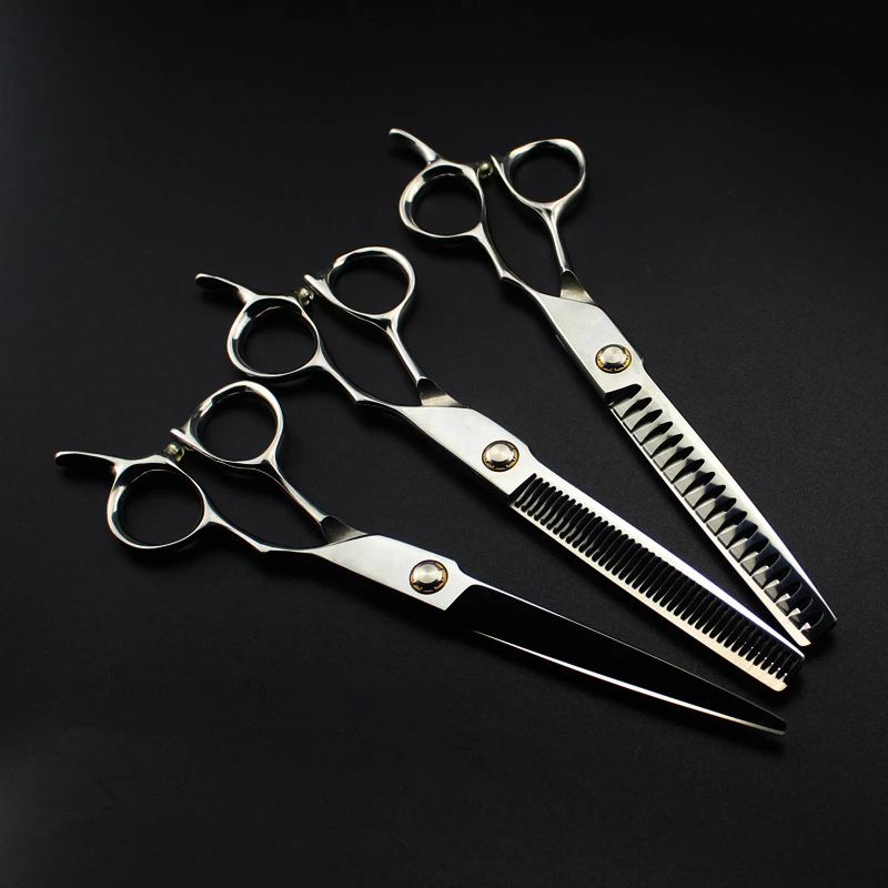 Professionale Giappone 440C 7 ''Cuscinetto Taglio Forbici Per Capelli Taglio Di Capelli Diradamento Barbiere Makas Taglio Cesoie Strumenti Parrucchier