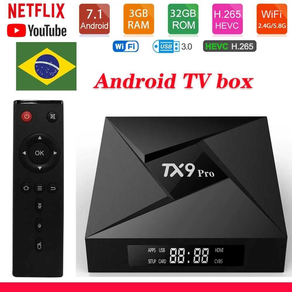 

Tanix TX9 Pro Android 7.1 TV Box Amlogic S912 2.4G 5.8G wifi 1000M LAN 4K Brazil Smart TV Box netflix youtube Media Player