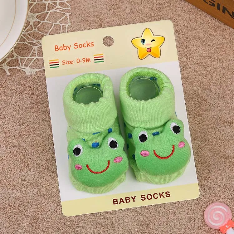 От 0 до 9 месяцев,, милые теплые тапочки для малышей хлопковые детские носки Детская Нескользящая одежда с рисунками животных для мальчиков и девочек - Цвет: A9 one size