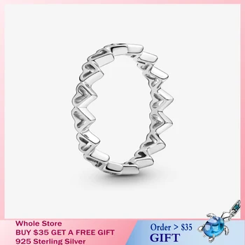 

Freehand Hearts Ring Sterling Silver Jewelry Women anniversary party 2020 Birthday Gift 100% 925 Sterling Silver