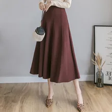Теплые длинные вязаные зимние юбки, Женская эластичная повседневная трикотажная юбка с высокой талией, осенняя Женская юбка миди Saia Faldas Mujer