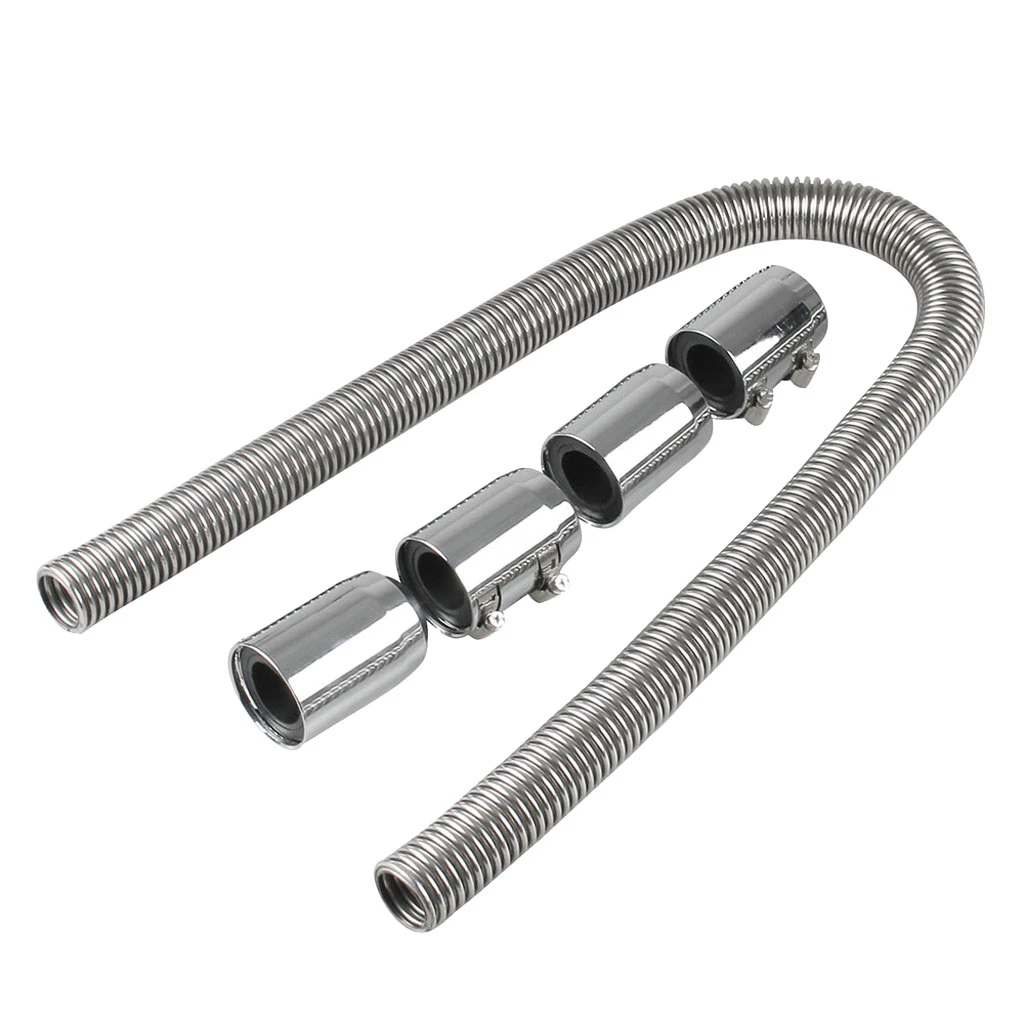 48/" Stainless Steel Radiator Flexible Coolant Water Hose with Caps Kit Universal