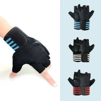 

Outdoor Sports Half Finger GEL Silicone Gloves With Wrist Wrap Men Women Cycling Gym Fitness Exercise Training Fingerless Gloves