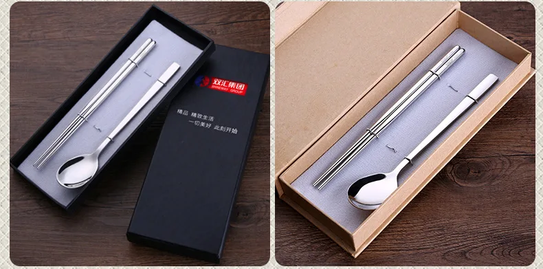 Korean Style 304 Stainless Steel Portable Gift Tableware Three-piece Set-Chopsticks Spoon Fork Outdoor Camping Tableware
