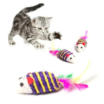 

Random Color Cat Interactive Sisal Mouse Shape Artificial Rope Weave Cat Teaser Training Toy Fors Cats Pet Supplies Dropshipping