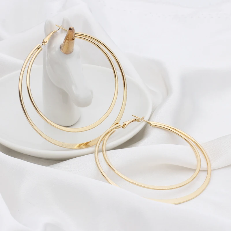 Распродажа Aros Mujer ореха женская серьга корейская мода двойной круг аксессуары в стиле стимпанка серьги круглые большие круглые
