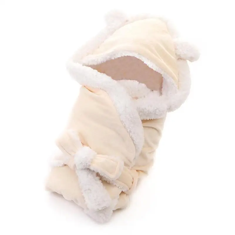 Конверт детский спальный мешок удобный пояс с капюшоном карман коралловый бархат пеленать обертывание для младенцев коляска одеяло