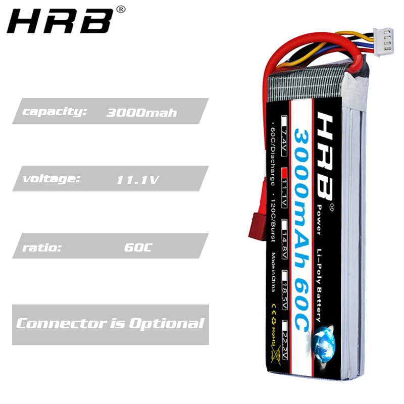 Литий полимерный аккумулятор HRB 3S 11 1 В 3000 мАч 60C XT60 EC5 T разъем Deans XT90 для Traxxas TRX FPV