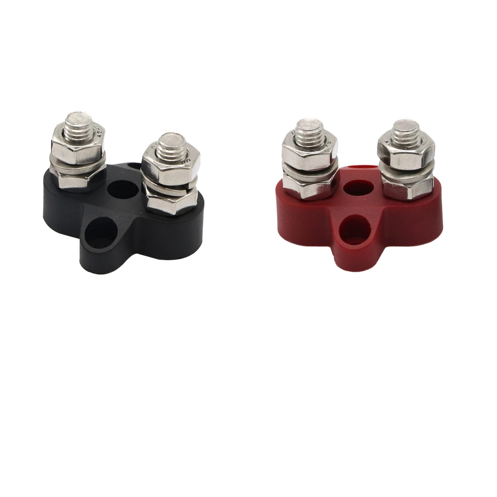 Red & Black Junction Block Power Post Set Insulated Terminal Stud M8