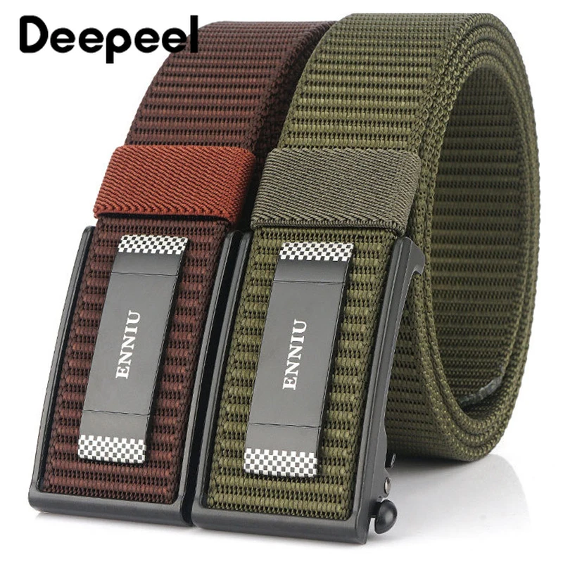 Deepeel 1 шт. 3,4*120 см цинковый автоматический гладкий ремень с пряжкой для молодых студентов комбинезоны военные тренировочные нейлоновые аксессуары для улицы