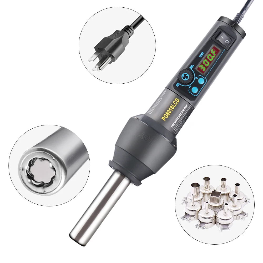 Регулируемая электронная паяльная станция 650 Вт PG8018 LCD 220 В/EU с термофеном IC SMD BGA +