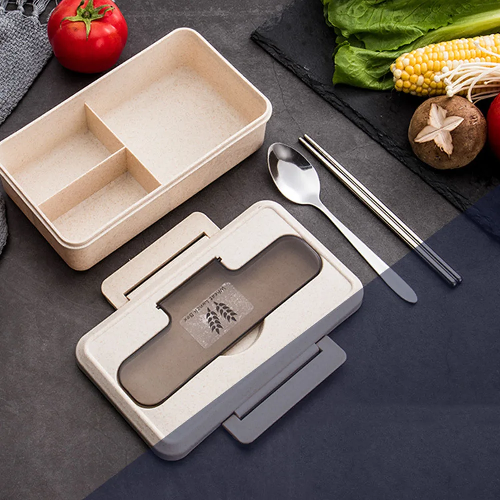 3 сетки переносная коробка для ланча с для ложки и палочек Microwavable ящик для хранения еды порционная коробка Bento для хранения еды контейнер для ланча коробки для хранения
