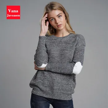 

Vana Javeasen Knitted Sweater Women Clothing O-neck Long Sleeve Pullover Women Office Lady Sweater Knitwear jersey mujer