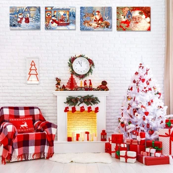 

4 Sets Christmas Santa Claus Snowman 5D Diamond Painting Embroidery Cross Stitch 4XFA