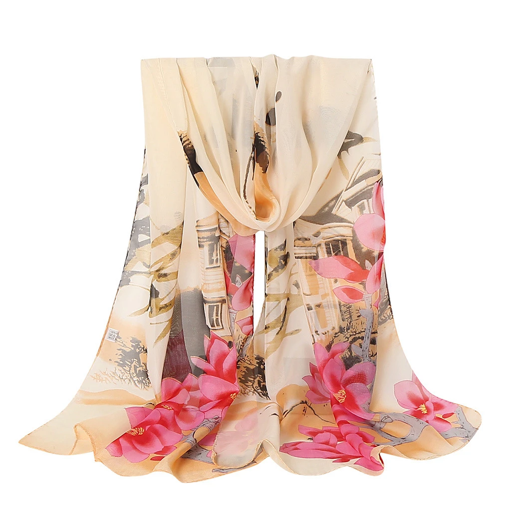 2019 Scarves For Women Hot Sale Print Flower Scarves Wrap Sunscreen Beach Long Hijab Four Seasons Available Cape Female 919