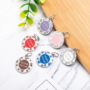 

50 pcs/lot Personalized Cat Puppy ID Tag Anti-lost Dog Tag Engraved Custom Pet Dog Collar Accessories
