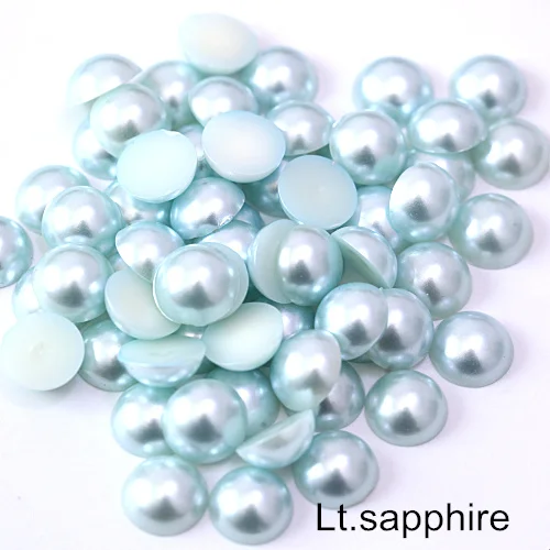 Lt.sapphire 2 мм до 14 мм ABS полукруглые жемчужины стразы с плоской задней частью полукруглые жемчужины разноцветные клеевые Стразы для одежды B0961 - Цвет: Lt.sapphire