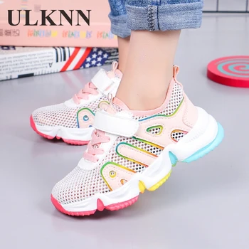 

ULKNN Girls Sneakers 2020 Summer New Kid's Breathable Mesh Children's Shoes Students Tennis Boy's Casual Pink Size 27-38