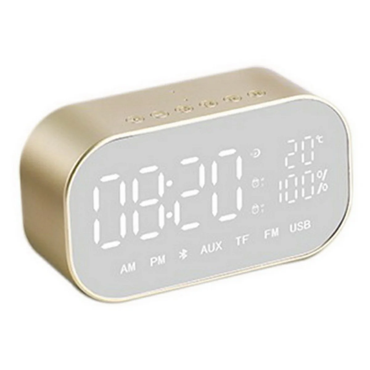 Local gold Мини Bluetooth стерео динамик с fm-радио светодиодный зеркальный будильник часы сабвуфер музыкальный плеер Повтор Настольные часы беспроводные - Цвет: Local gold