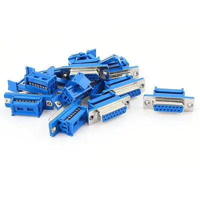 

10pcs D-SUB DB15 15 Pin Female IDC Crimp Adapter Connector for Flat Ribbon Cable