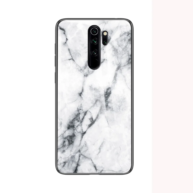 For Redmi Note 8 Pro Case Marble Tempered Glass Soft Silicone Shockproof Hard Phone Cover For Xiomi Xiaomi Redmi Note 8 Note8 - Цвет: Белый