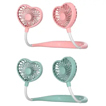 

Love Heart Lazy Hanging Neck Fan Portable USB Cooling Fan Luminous Air Cooler