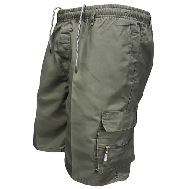 Шорты-карго мужские хлопковые, Свободные повседневные уличные штаны в стиле милитари для работы, модные бриджи со множеством карманов 1