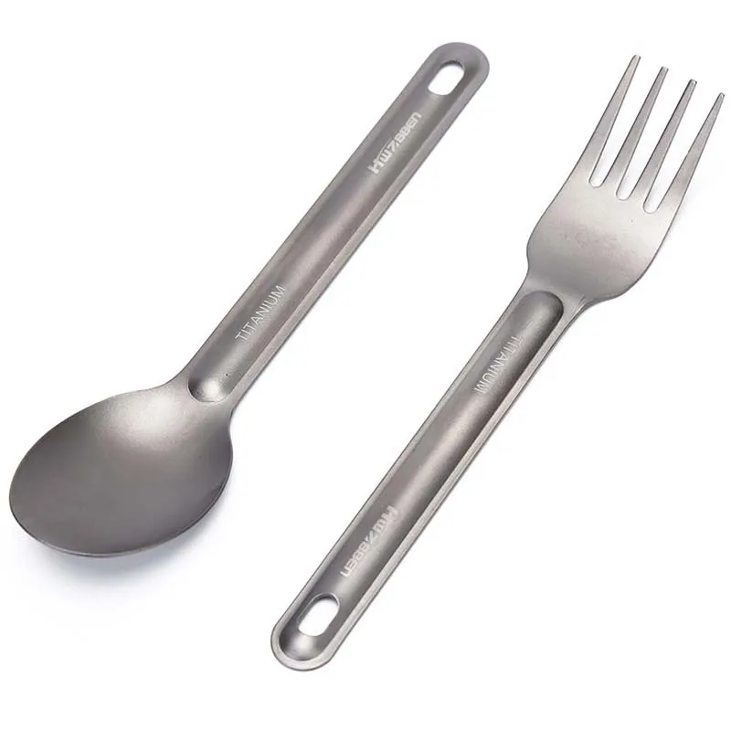 1PCS Picnic Spoon Tool Outdoor Camping Titanium Spork Camping Tableware Titanium Spoon Fork Long Handle Spoon