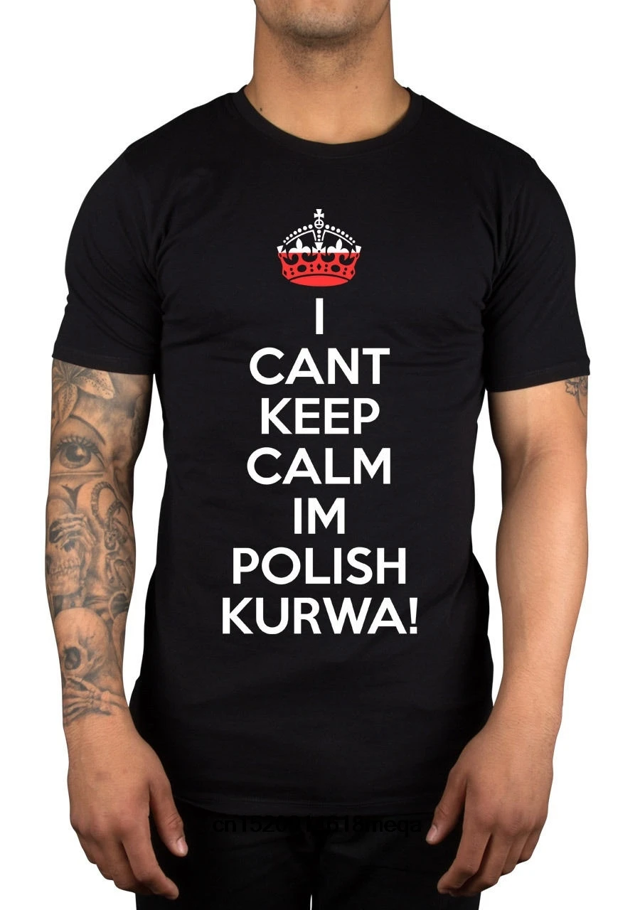 Мужская футболка с надписью I Can't Keep Calm I'm polik Kurwa Poland Lewandowski Polski Gift Idea | одежда