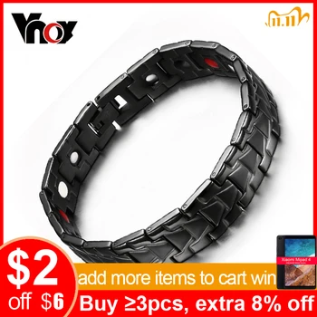 

Vnox Health Care Bracelet Bangles Black Stainless Steel Chain Magnet Germanium Adjustable 3 Color