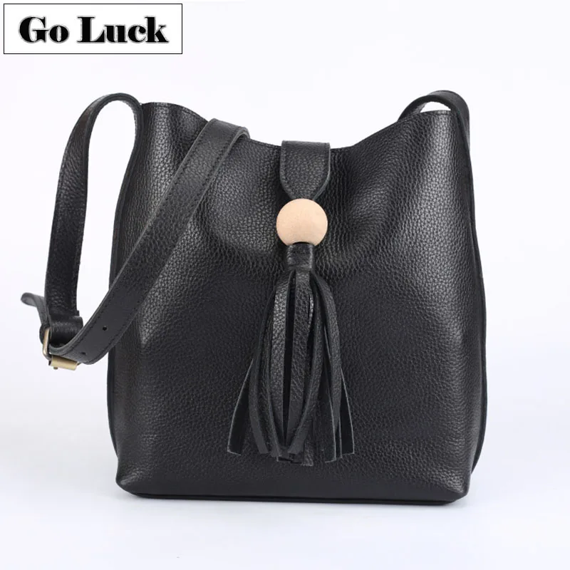 GO-LUCK/брендовая сумка из натуральной кожи с кисточками; женская сумка через плечо; женские сумки-мессенджеры из воловьей кожи