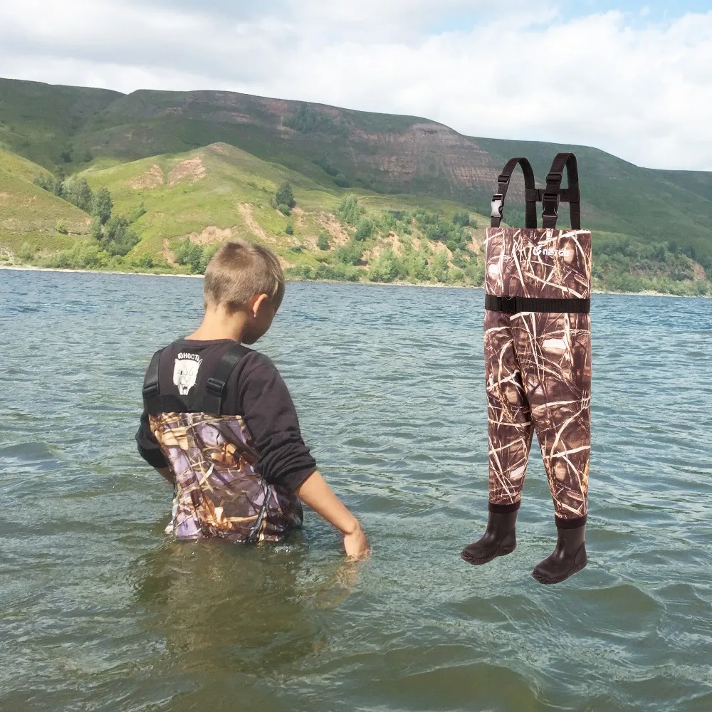 Для малышей и детей, дышащие непромокаемые кулики с Bootfoot груди куликов, дети, рыбацкие болотные для болотных игр
