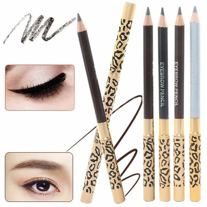 

5 Colors Leopard Eyebrow Pencil Double Head With Brush Waterproof Sweatproof Eyebrow Pencil LDO99