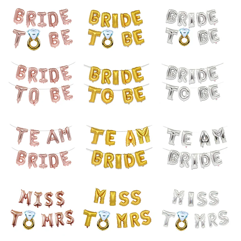 Team Bride Miss To Mrs Bride To Be 16inch Foil Letter Balloons Set for Wedding Party Birdal Shower Hen Night Decoration Supplies