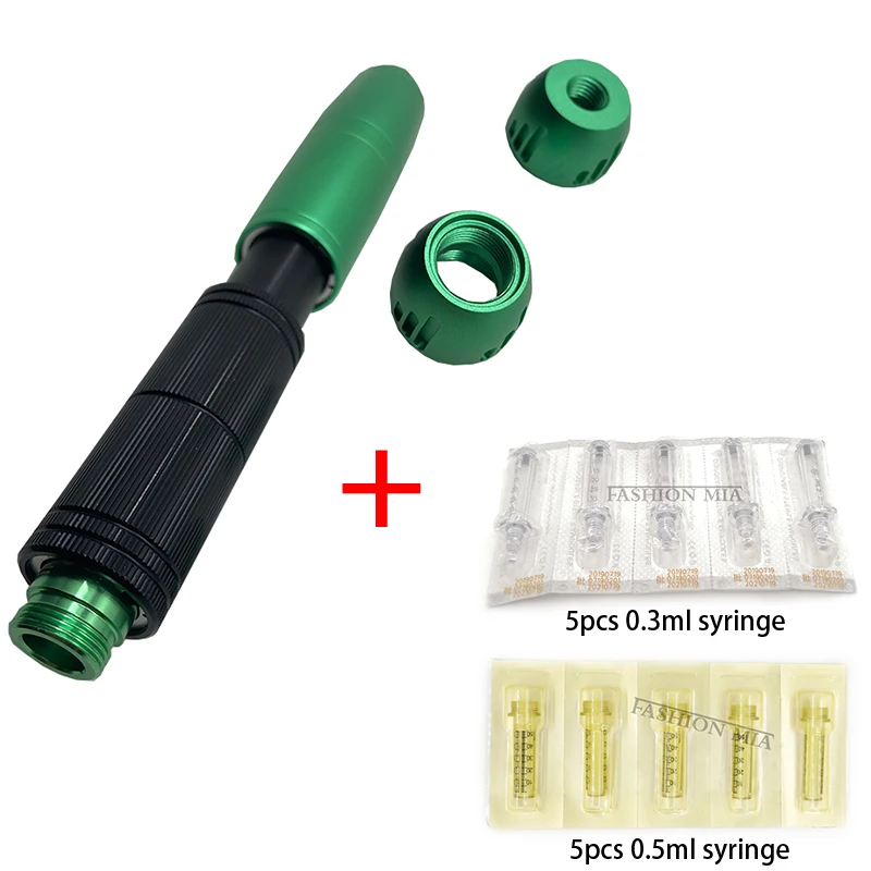 2023 New 3-speed Hyaluronic Acid Pen 0.3ml&0.5ml Injection Gun 2 In 1 Green Beauty Pen Can Used to Remove Wrinkles, Lift Lips