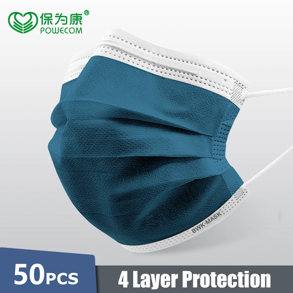 POWECOM Disposable Mask 50Pcs 4-Layer for Adult Kids