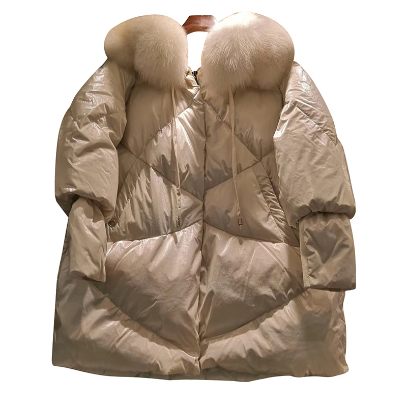 TWOTWINSTYLE лоскутный мех Drawstring женское хлопковое пальто с круглым вырезом Фонарь длинный рукав молния толстые парки женские зима