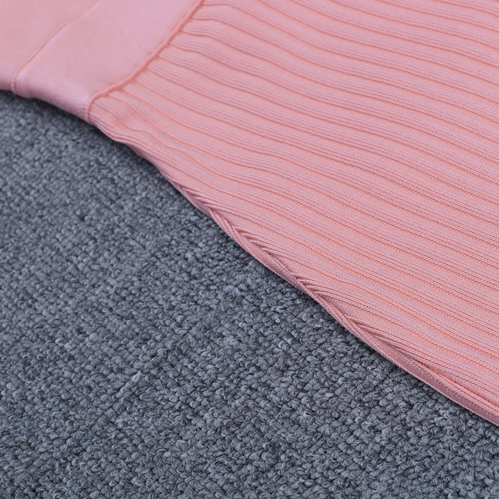 Ocstrade Розовый V шеи без рукавов Мини Strapy Бандажное платье H0235-Pink