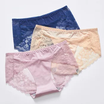 

2pcs/Set M~2XL Sexy Lace Panties Women's Lingerie Transparent Briefs Seamless Underwear Breathable Underpants Female Intimates
