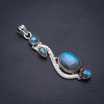 

Natural Blue Fire Labradorite Dragon Handmade 925 Sterling Silver Pendant 2.5" D2955