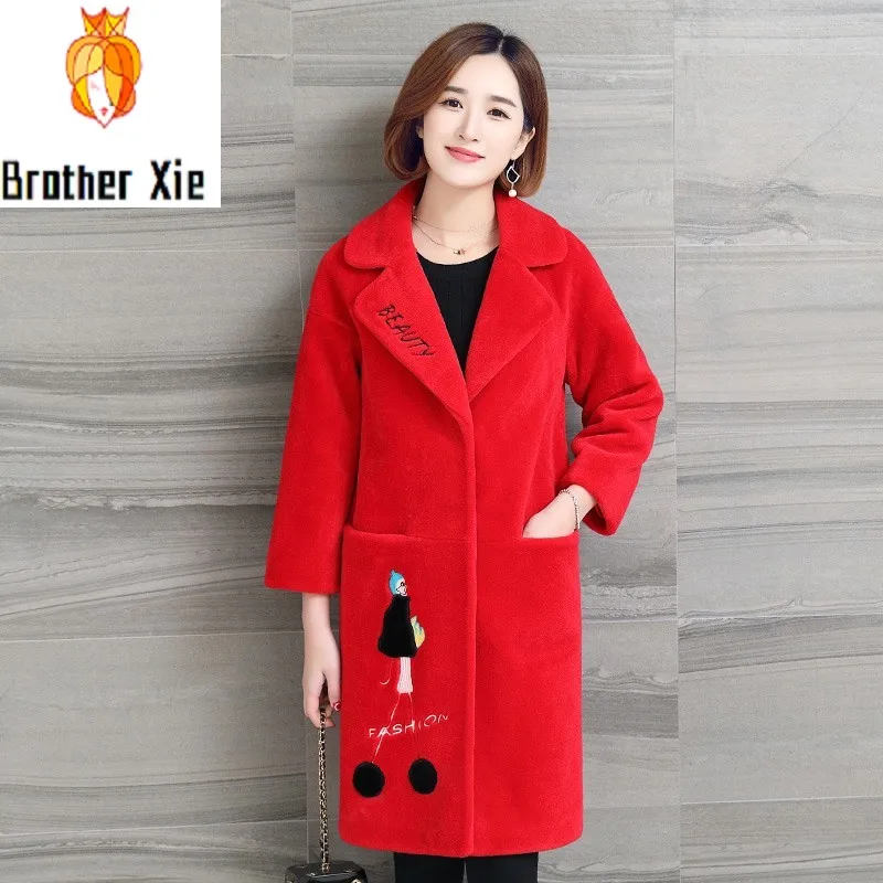 

Fashion Natural Sheep Shearling Fur Coat Female 2020 Winter Warm Real Fur Coats Long Wool Jackets For Women Slim Fit Overcoat
