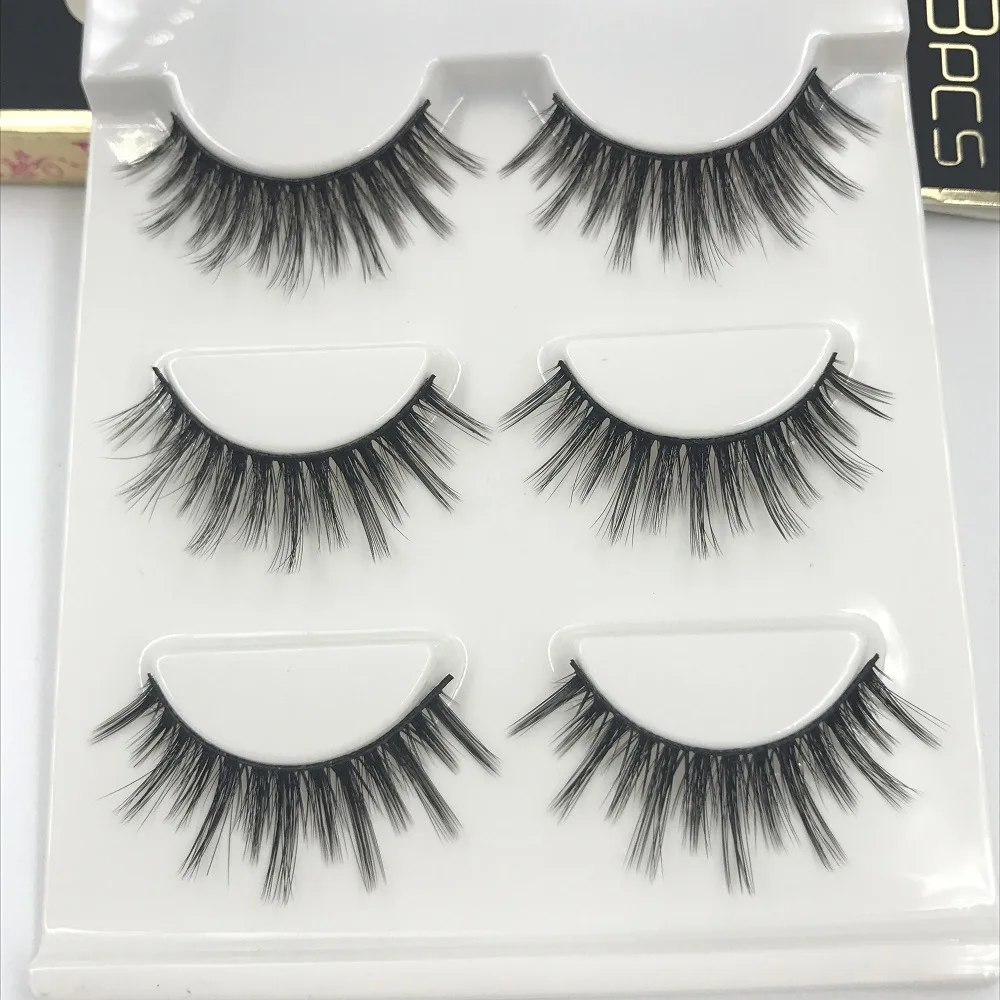 

Thick 3d False Eyelashes Multilayer Faux Mink Eyelashes 3 pairs Handmade Curl 3d Mink Lashes Maquiagem Profissional Completa