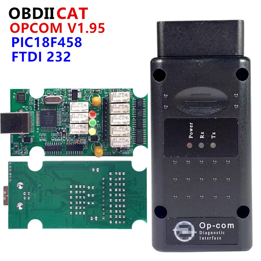 US $122.55 OBDIICAT 10pcslot AQuality TopRated Opcom PIC18F458 Chip OPCom ftdi ft232rl Can OBD2 Opel V195 OP Com Opel Opcom