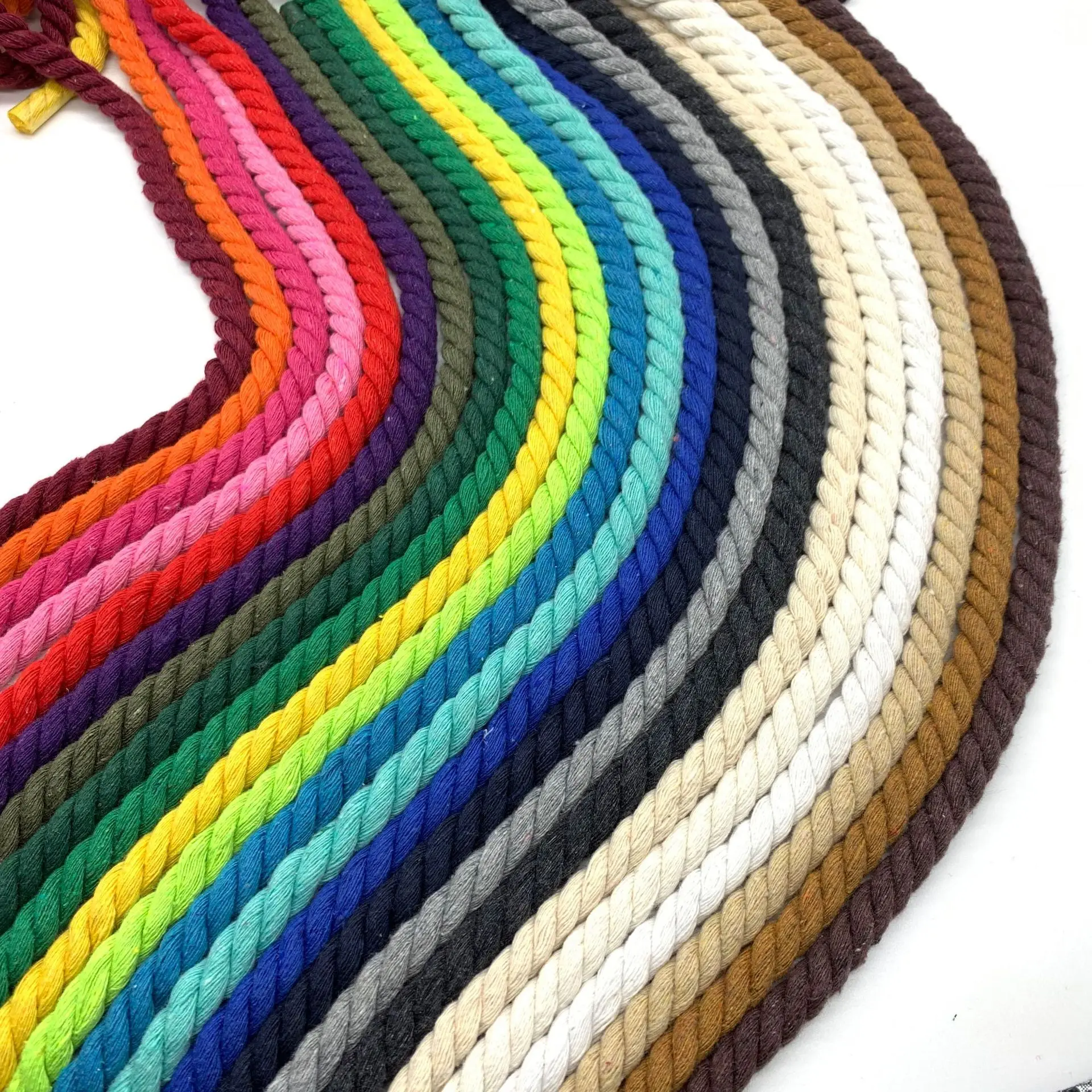 2Meters 12MM 3 Shares Twisted Colorful Cotton Cords/Rope for Bag Home Decor DIY Textile Accessories cotton rope