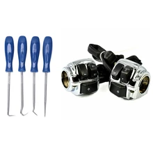 4pcフックとピックセットシールリムーバー削除ツール & 1ペアオートバイ1インチハンドル制御スイッチ配線ハーネス(China)