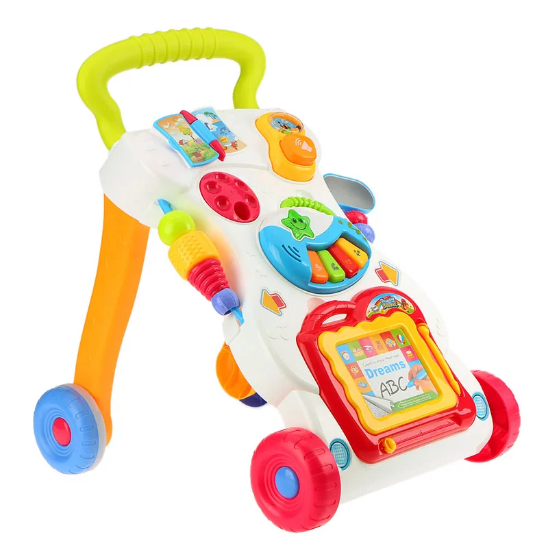 High Quality Baby Walker Toddler Trolley Sit-to-Stand ABS Musical Walker with Adjustable Screw for Kid's Early Learning Toy Gift afbeelding