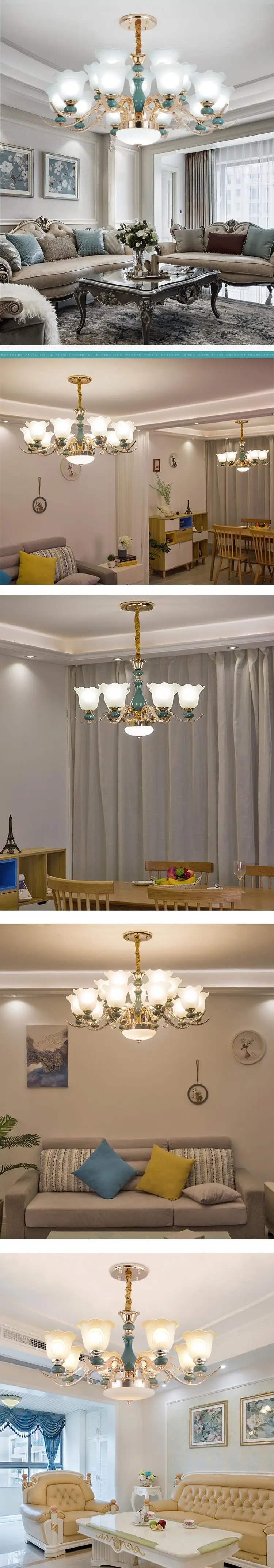 Современная Золотая люстра TRAZOS, люстра с фарфоровыми светильниками, Потолочная люстра для гостиной